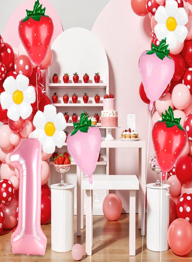 Kriyokiaa 8pcs Berry First Birthday Decor Berry 1st Birthday Decorations for Girl with 40" Pink One Balloon for First Birthday Decorations Berry Sweet Foil Helium Balloons 1st Girl Party Supplies - Image 5